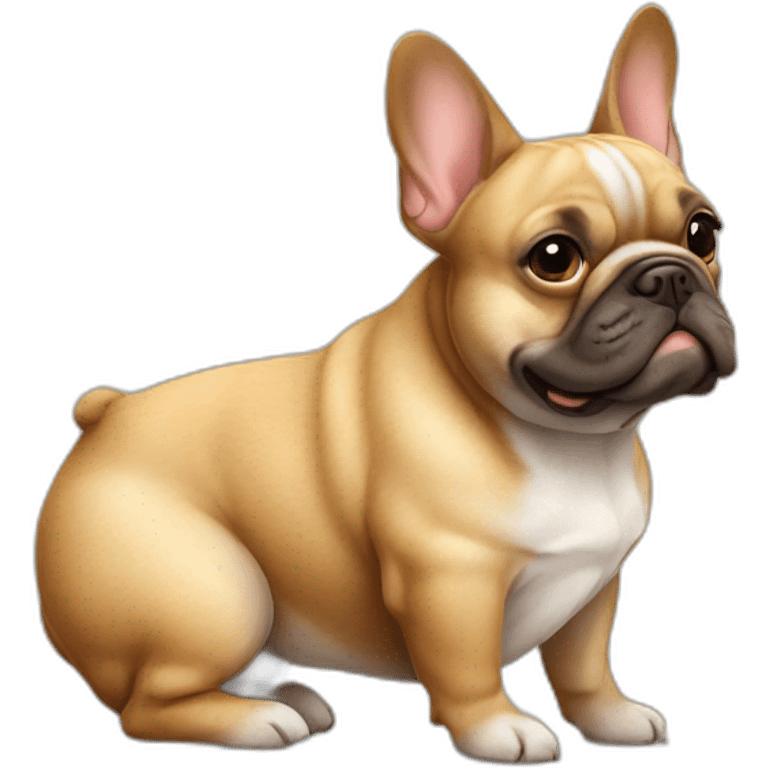 french bulldog, dog, old, funny, fat, brown emoji