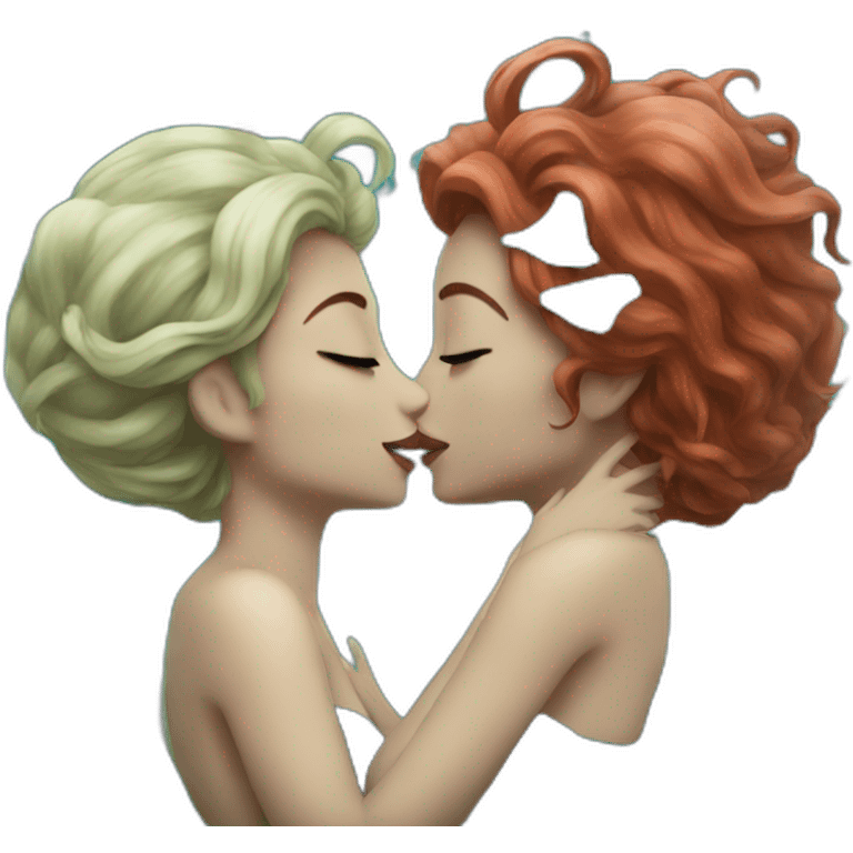 Mermaids kissing emoji