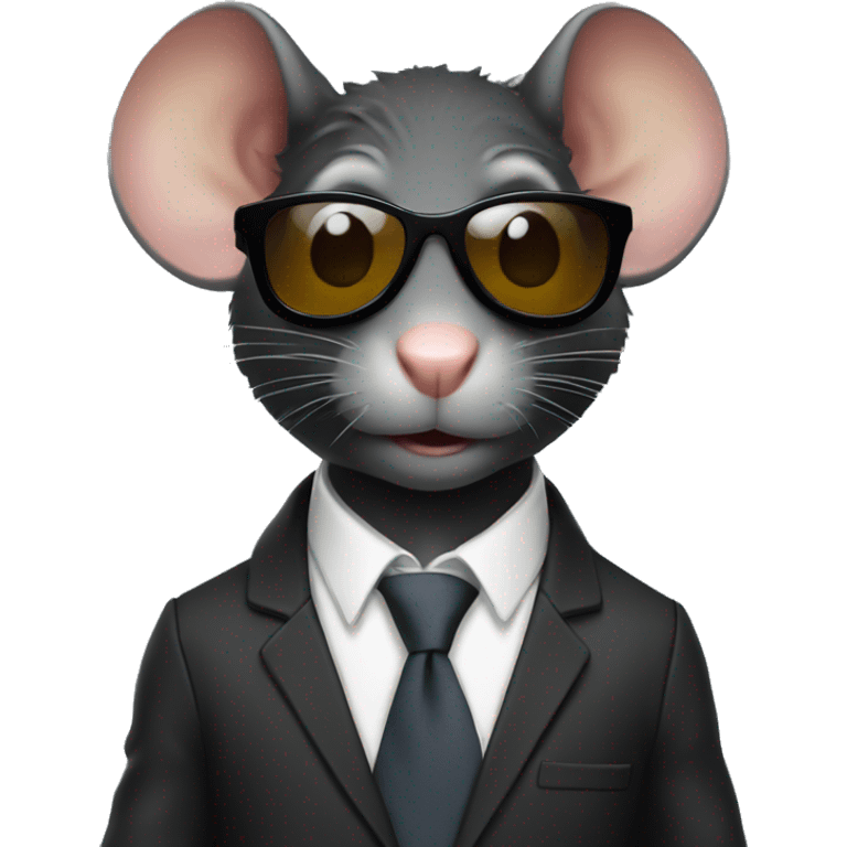 Black rat wearing suit sunglasses emoji