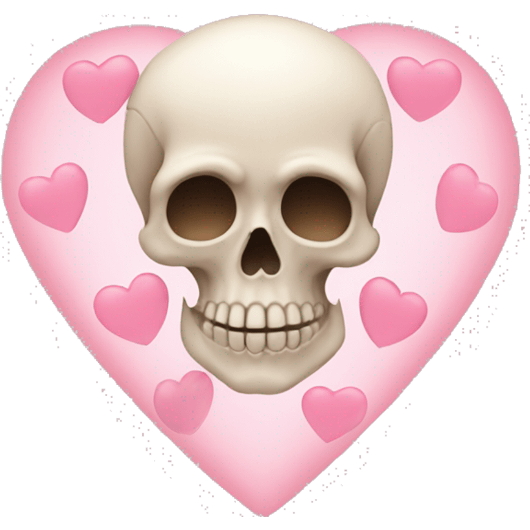 Skull with light pink hearts around it  emoji