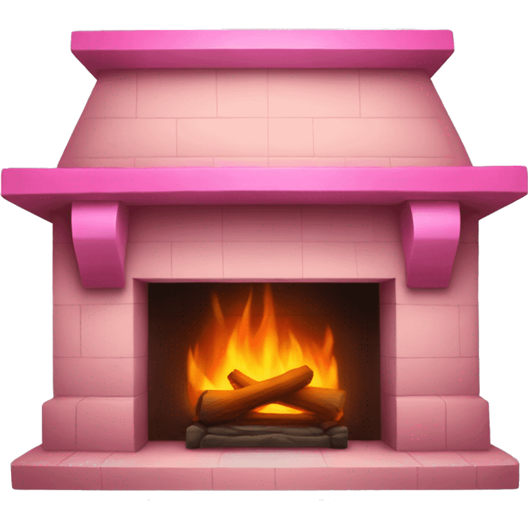 Fireplace with pink fire emoji