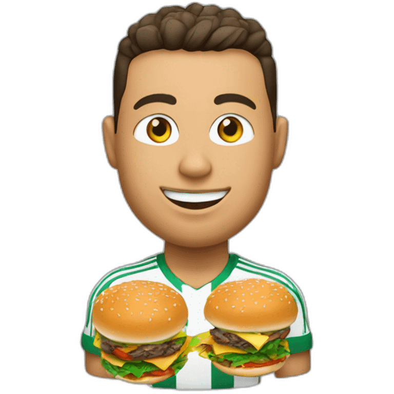 ronaldo avec une médaille mangeant un hamburger emoji