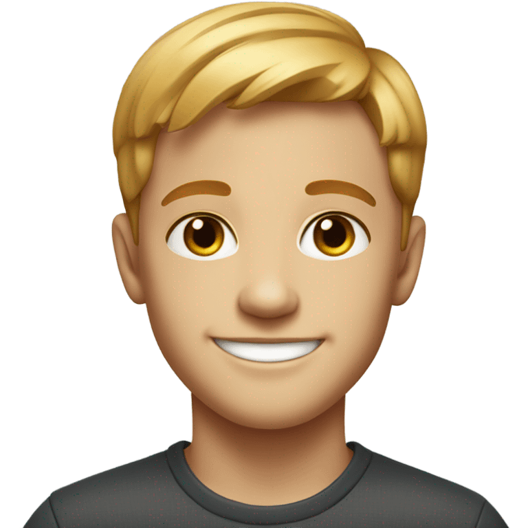 smiling boy with short, business-cut, reddish-blonde hair and freckles portrait emoji