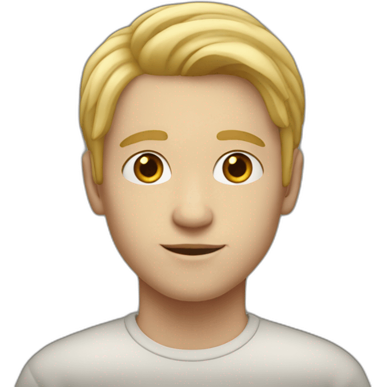 White 26 year old boy with middle parting blond hair emoji