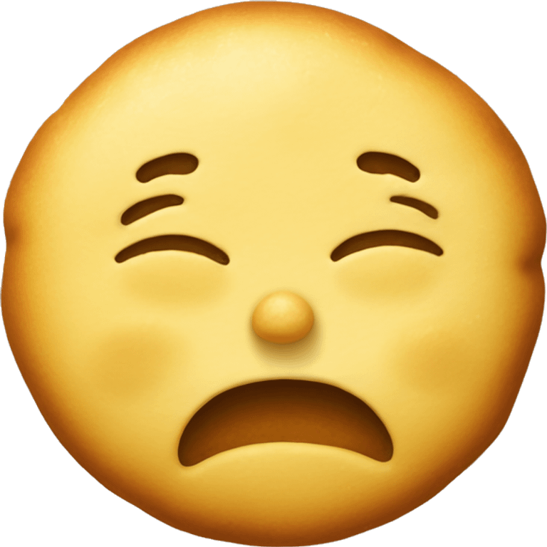 yellow round emoji head with closed eyes, tongue out and with thick stains of dough on face emoji