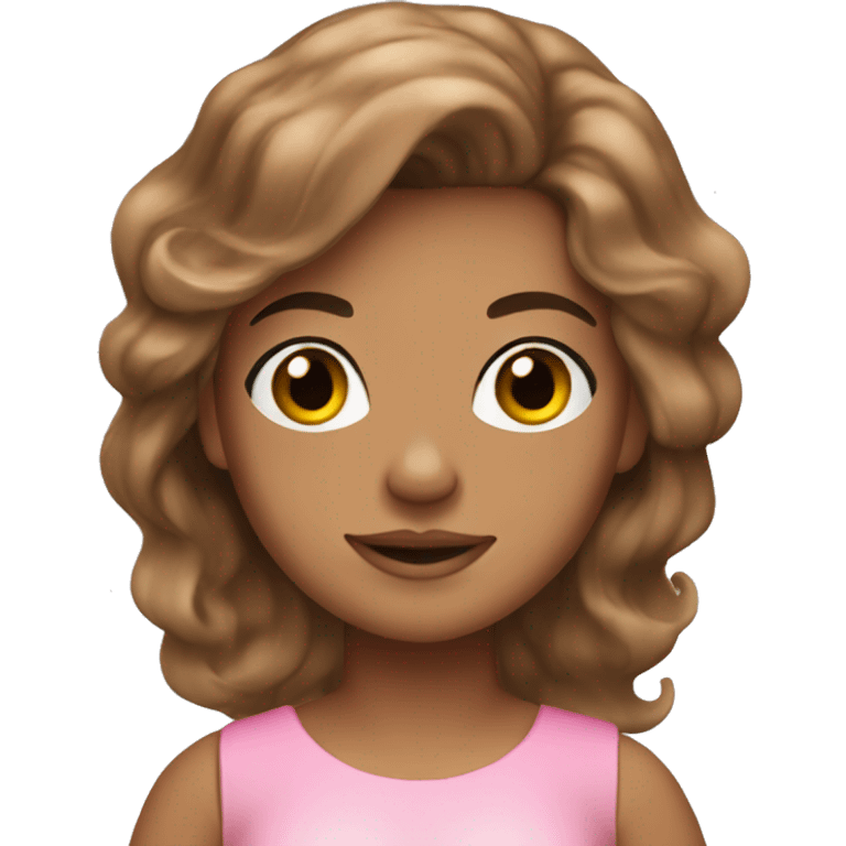 mermaid brown hair tan skin, pink tai, pink top emoji