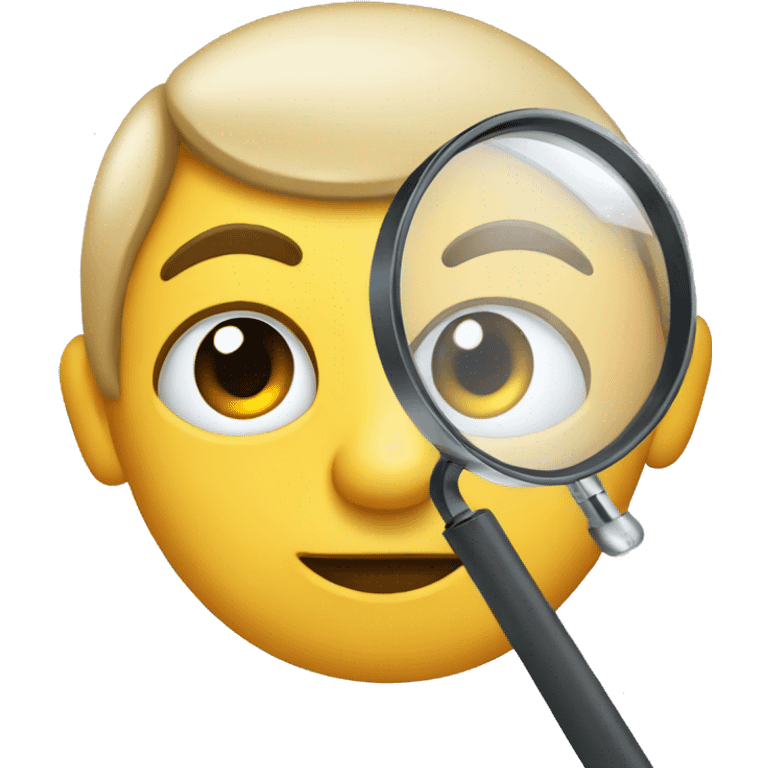 simple face holding magnifying glass to eye with eyebrow raised emoji