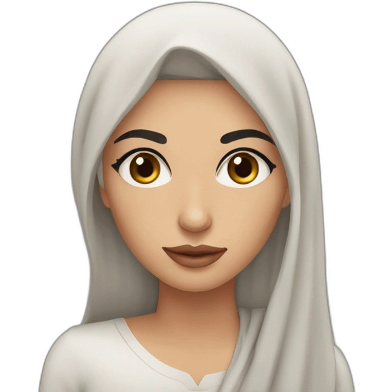 Arabic women with dark brown hair and eyes and long eyelashes and pinky cheeks and lips and thick eyebrows emoji