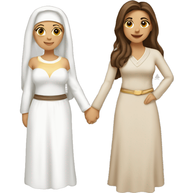 hot middle eastern mom with brown hair and hot middle eastern mom with blonde hair holding hands emoji