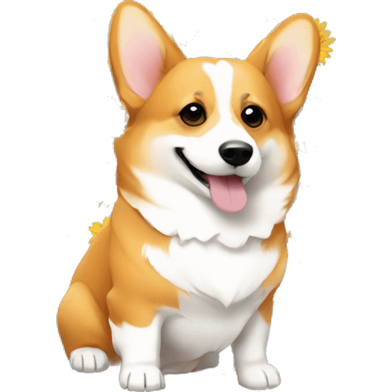 Corgi and sunflower  emoji