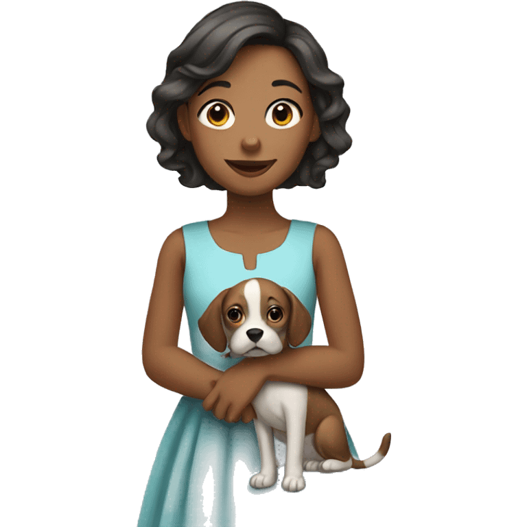 girl with dog in dress emoji