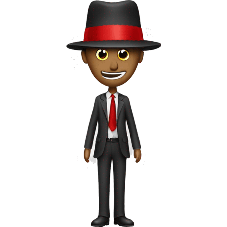 stick man with red tie and hat with red detail   emoji