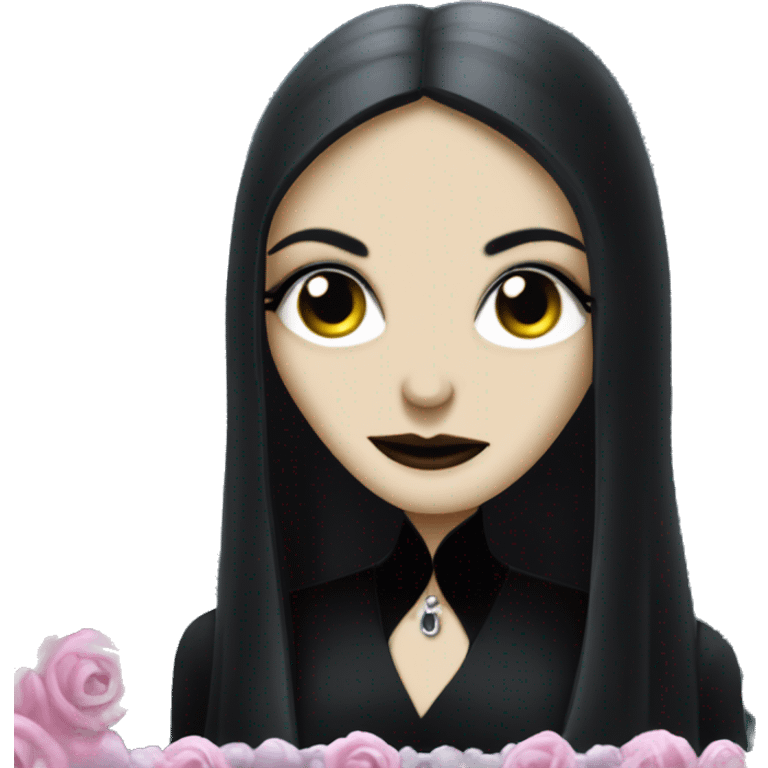 Morticia Addams at a rainy funeral  emoji