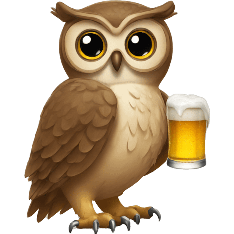 Owl with a beer emoji