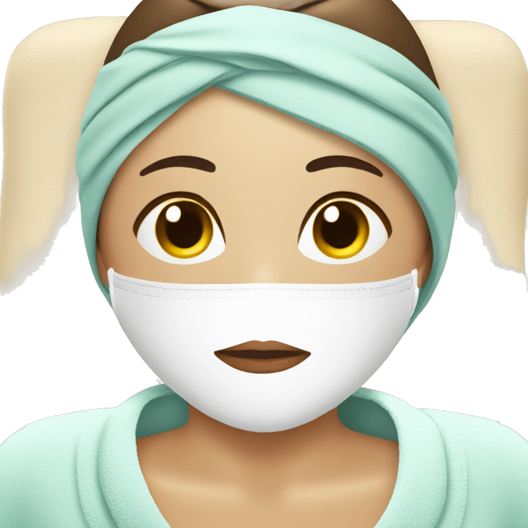 Lady with face mask spa beauty full face relaxing emoji