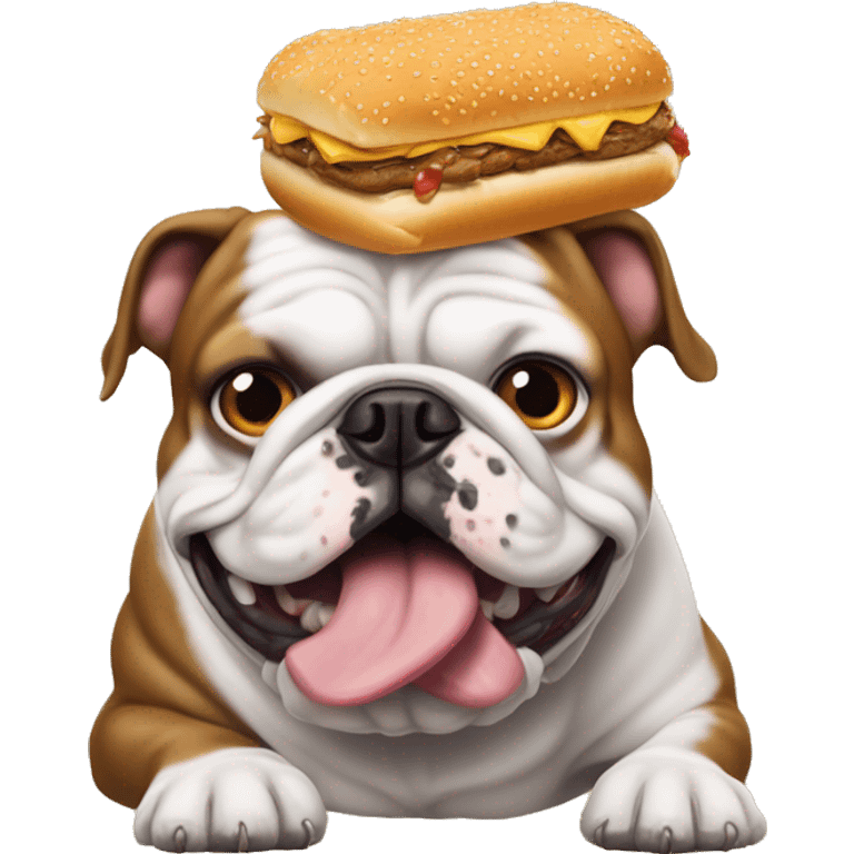 Bulldog francés eat a big macdonalls  emoji