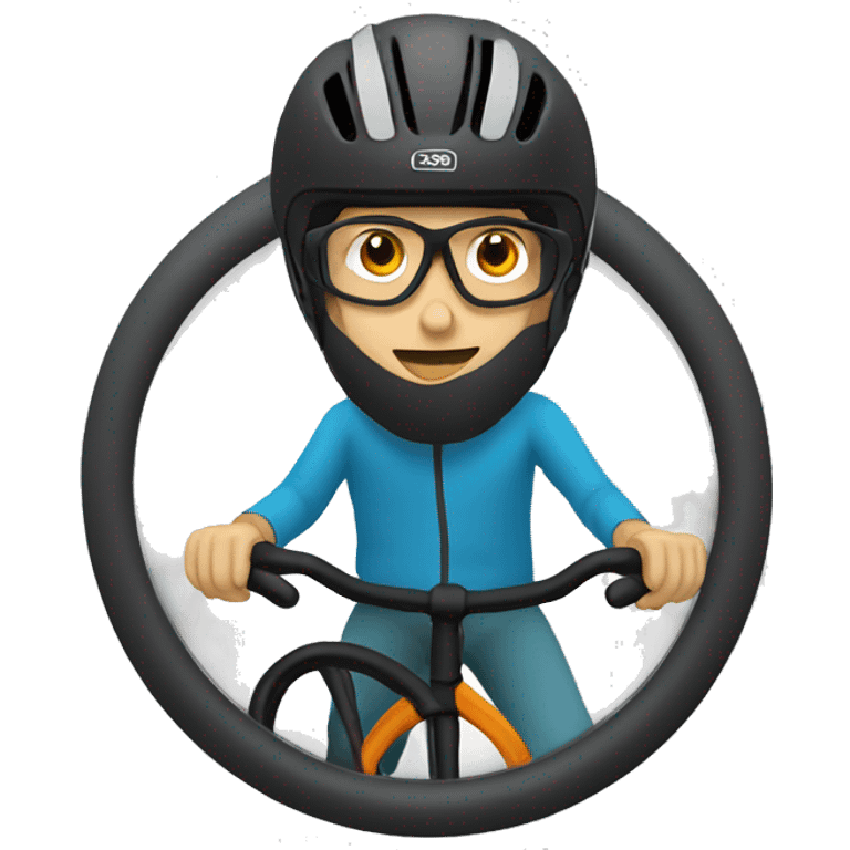 Bike rider in full cover helmet with glasses o emoji