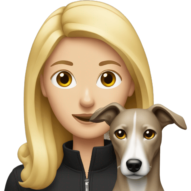 Blonde women with dark black greyhound dog emoji