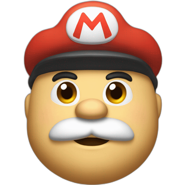 Fat man face with a beard With a Super Mario hat emoji