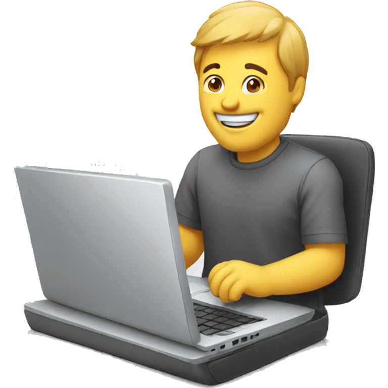 Happy man working on a Laptop emoji