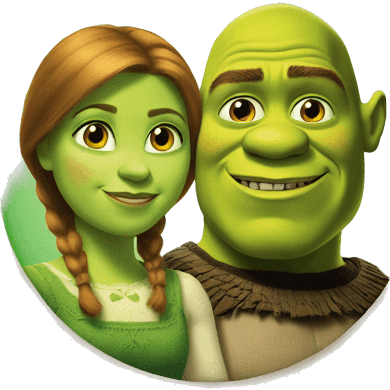 a portrait of shrek and fiona on the round background emoji