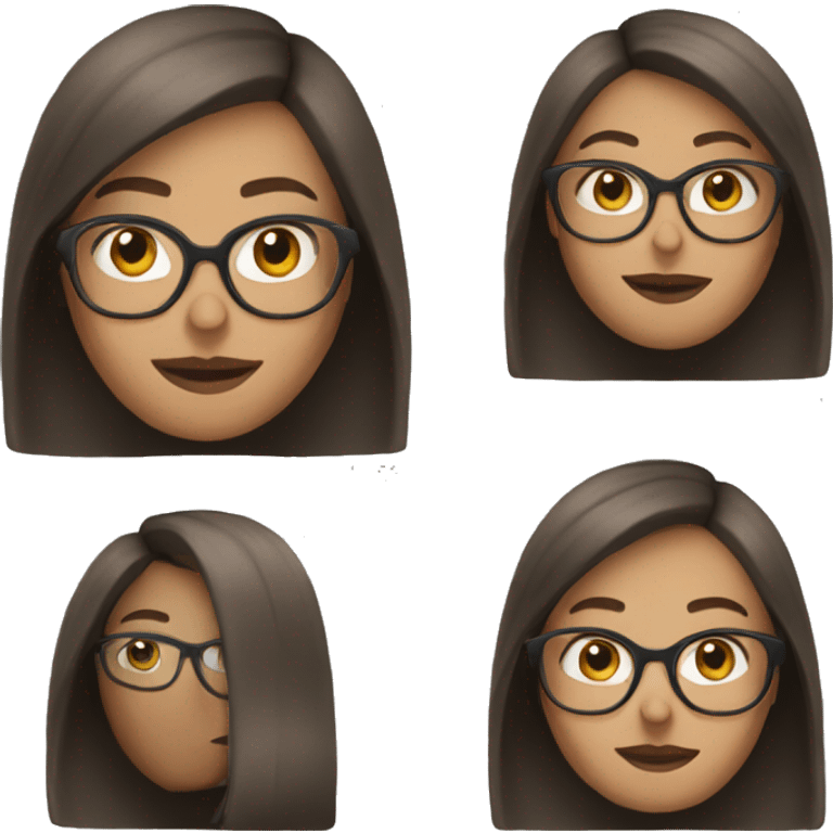 brunette teacher with straight hair and glasses emoji