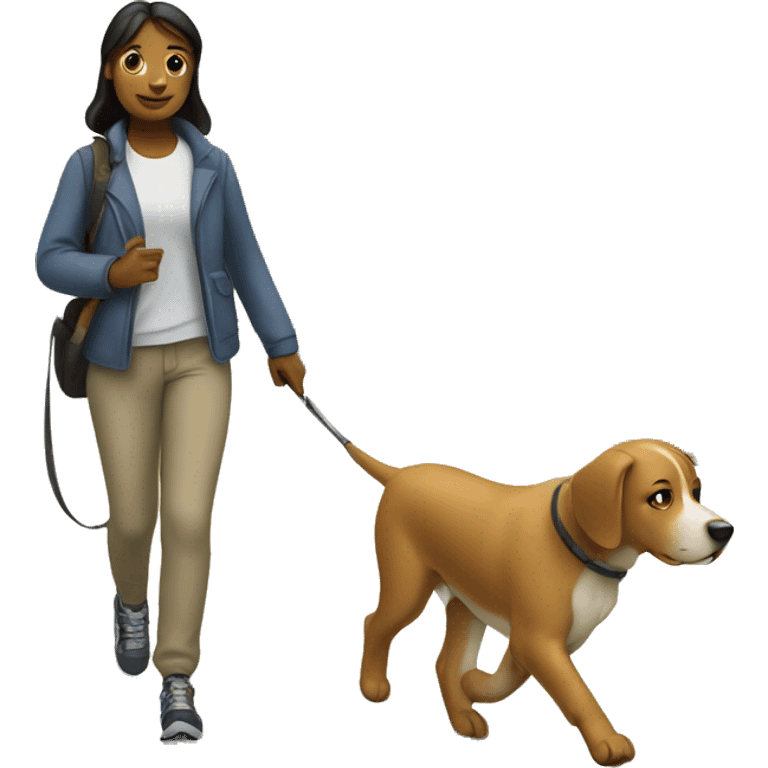 Dog walking with girl emoji