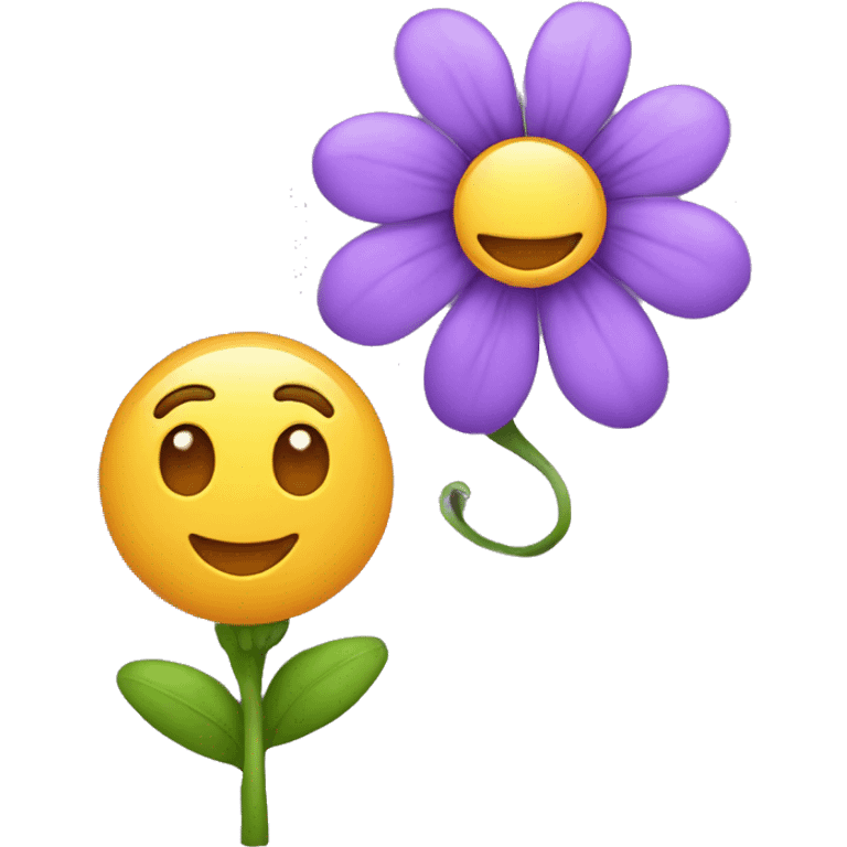 Flor morada con una abejita emoji