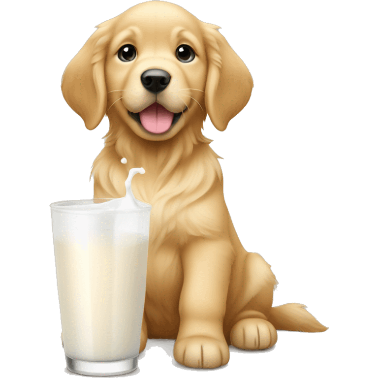 golden retriever puppy drinking milk emoji