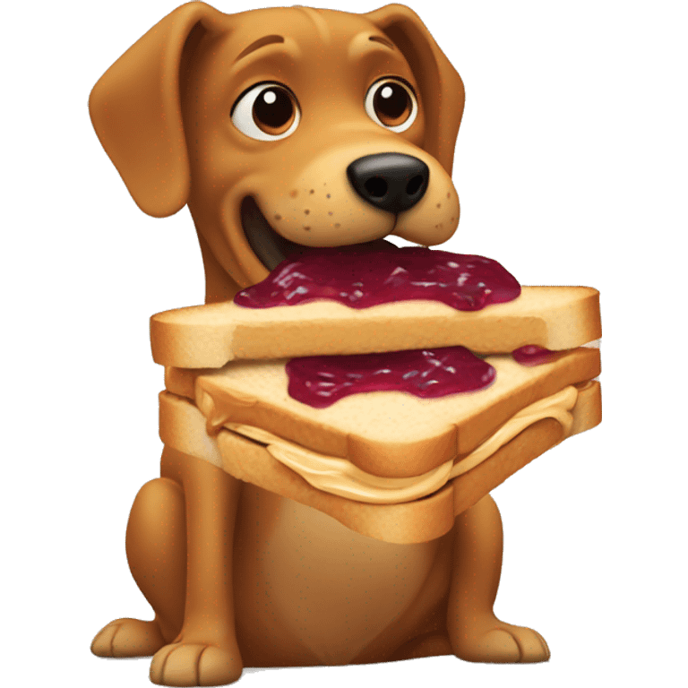 Dog eating peanut butter and jelly sandwich  emoji