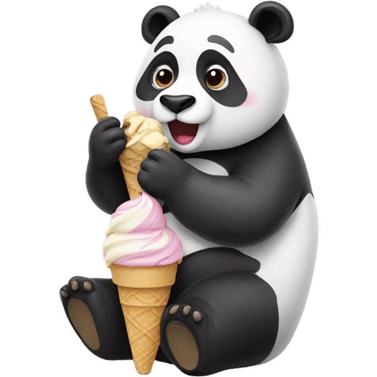 Panda eating ice cream emoji