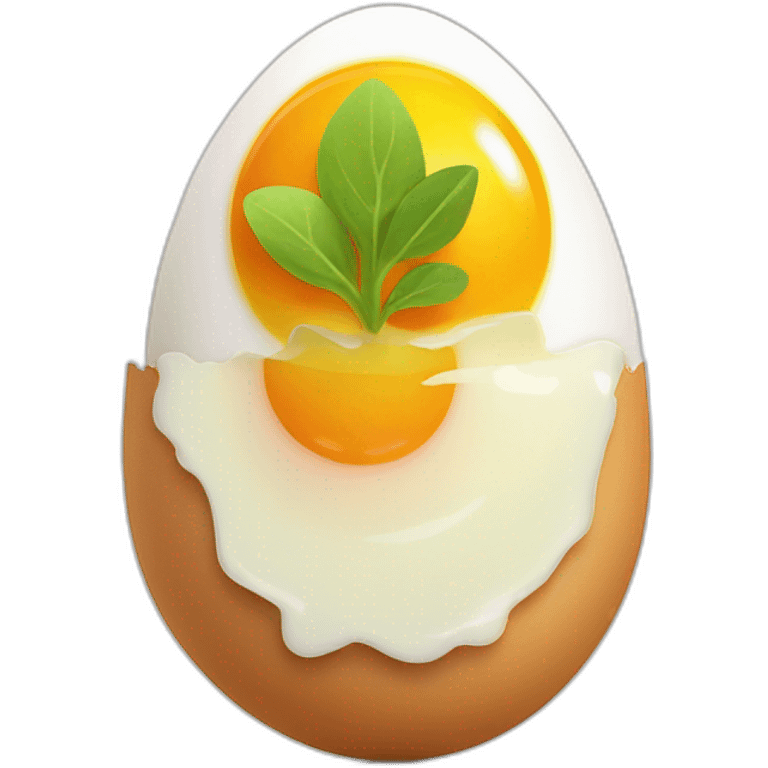 Sunny-side-up egg with sprout on face  emoji