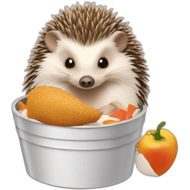 Hedgehog eating chicken bucket emoji