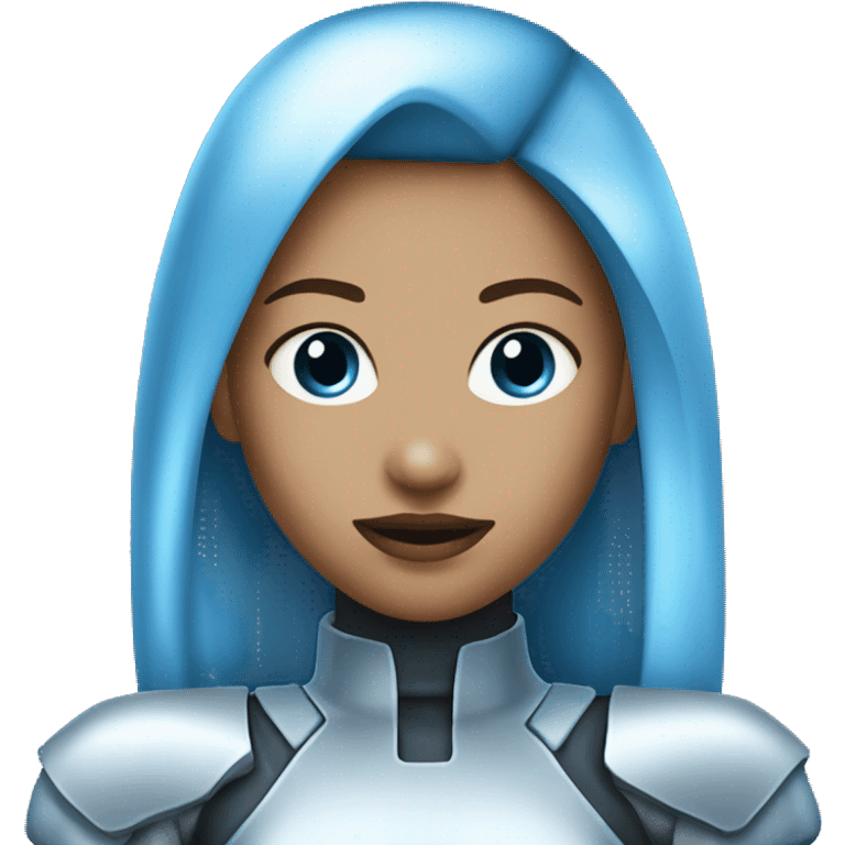 futuristic blue silver y2k emoji girl  emoji