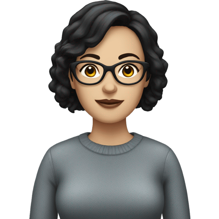 white woman with short black hair and glasses emoji