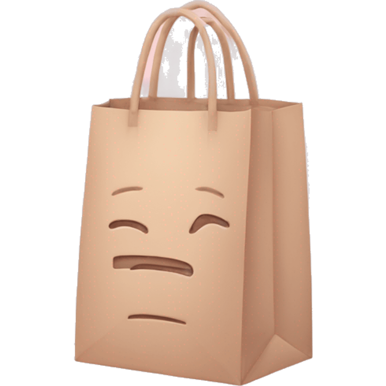 An emoji of a grocery bag in pastel pink without a face emoji