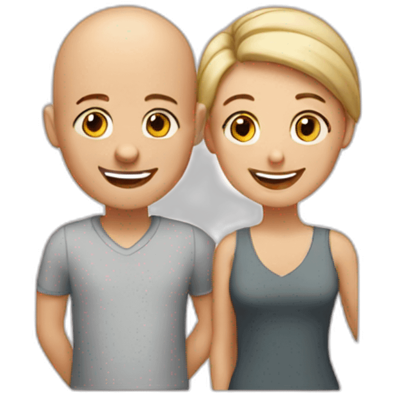 Happy-secret-couple-bald-guy-short-haired-girl emoji