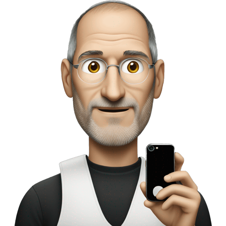 Steve jobs holding a iPhone 16 pro max emoji