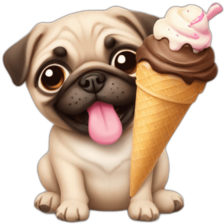 pug puppy with ice cream emoji