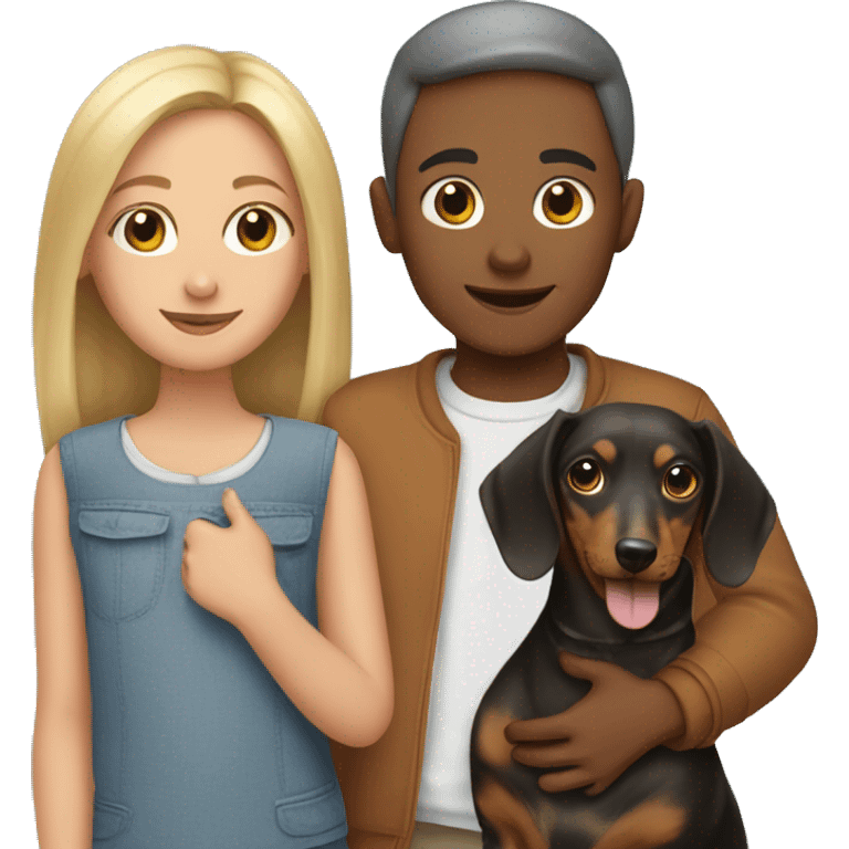 Girl and boy with dachshunds emoji