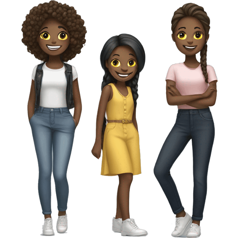 smiling girls with stylish outfits emoji