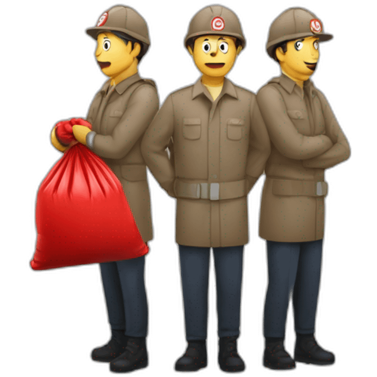 3 Man with red garbage bag in the bag danger logo emoji