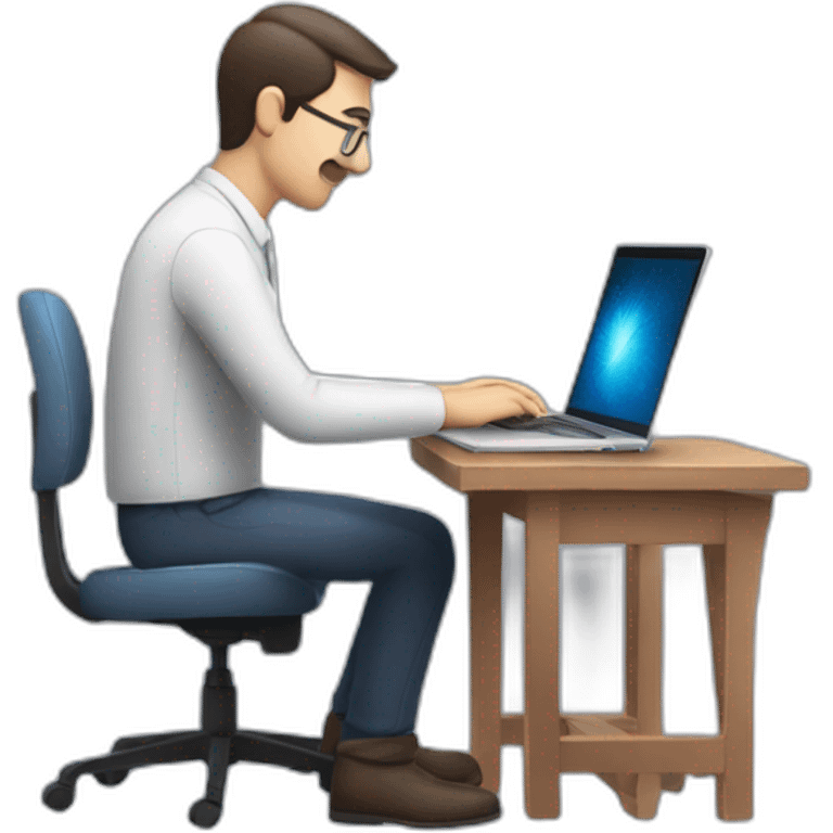 Hombre escribiendo en laptop usando Inteligencia artificial CHATGPT emoji