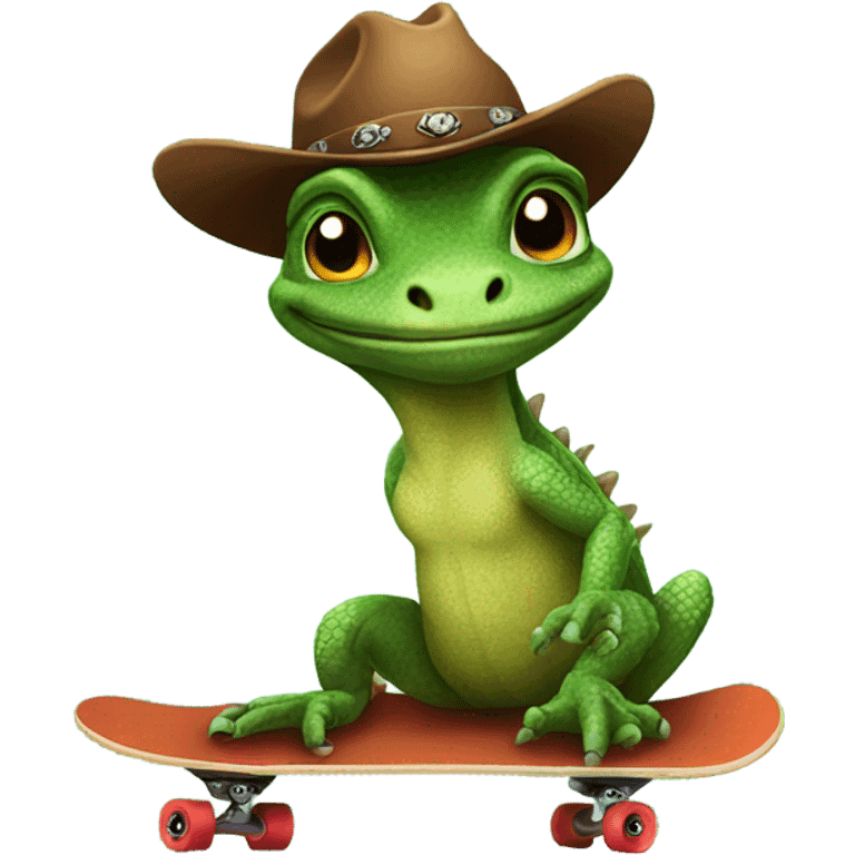 Cowboy lizard on skateboard  emoji