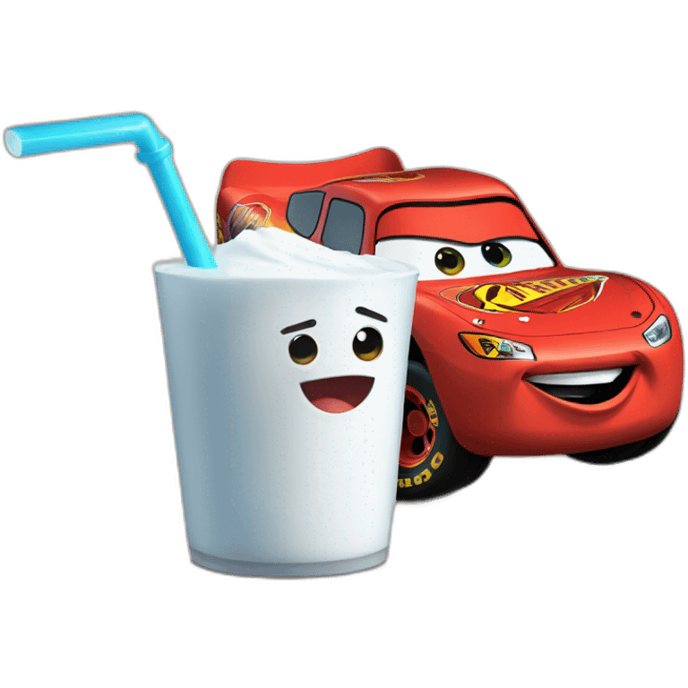 Lightning McQueen drinking milk emoji