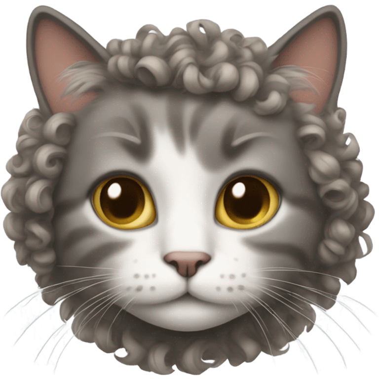 Cat with curly hair  emoji