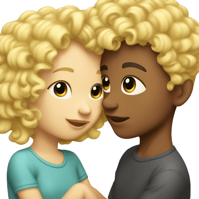 girl rainbow hair kissing boy with blonde perm  emoji