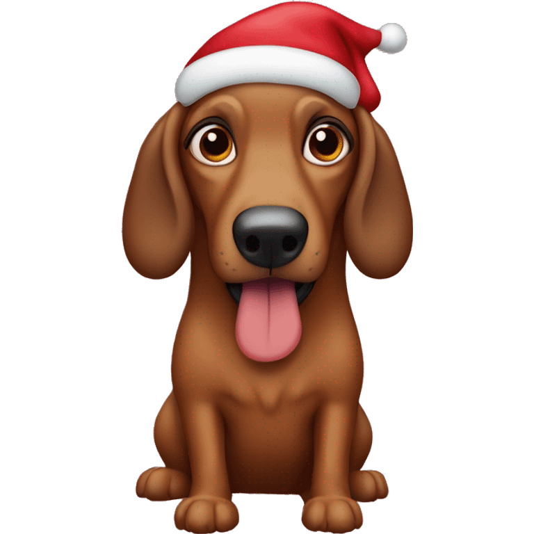 Sausage brown dog with christmas hag emoji