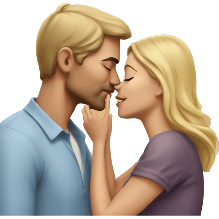 man kisses women emoji