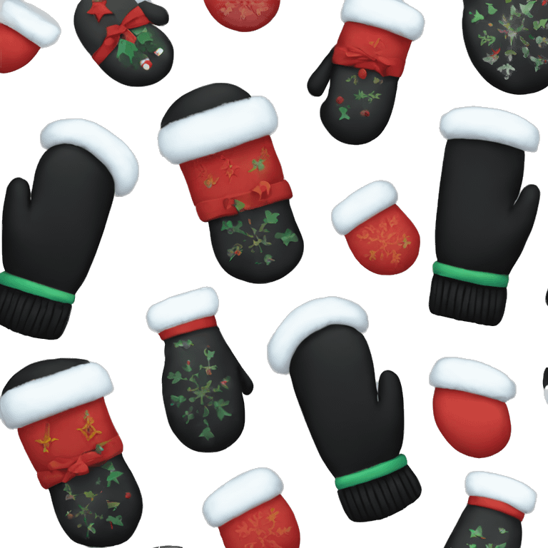 black color Christmas mittens  emoji